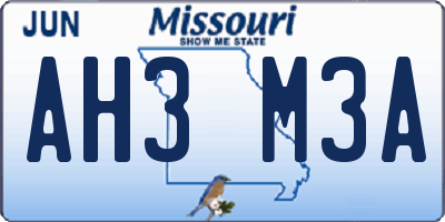 MO license plate AH3M3A