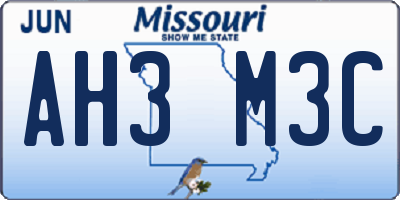 MO license plate AH3M3C