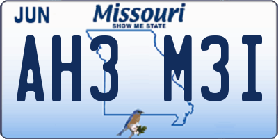 MO license plate AH3M3I