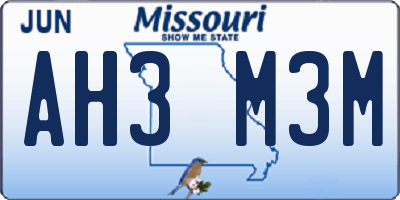 MO license plate AH3M3M