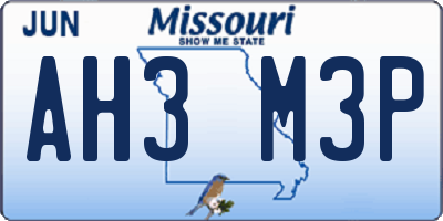 MO license plate AH3M3P