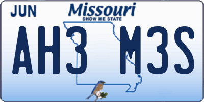MO license plate AH3M3S