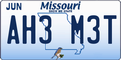 MO license plate AH3M3T