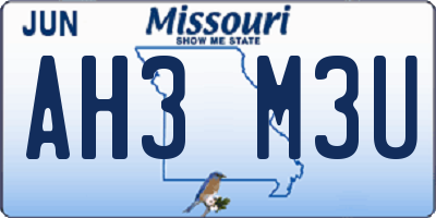 MO license plate AH3M3U