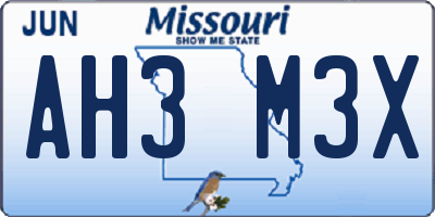 MO license plate AH3M3X