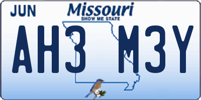 MO license plate AH3M3Y