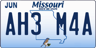 MO license plate AH3M4A