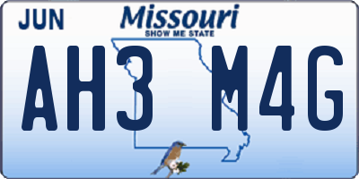 MO license plate AH3M4G