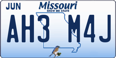 MO license plate AH3M4J