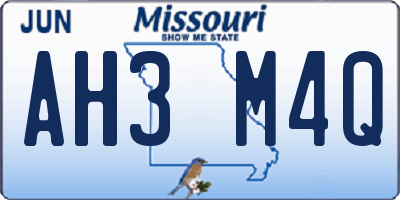 MO license plate AH3M4Q