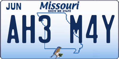 MO license plate AH3M4Y