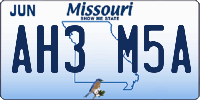 MO license plate AH3M5A