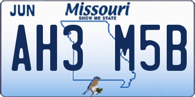 MO license plate AH3M5B