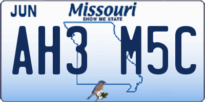 MO license plate AH3M5C