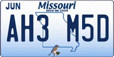 MO license plate AH3M5D