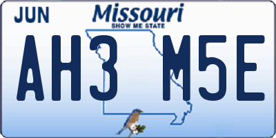 MO license plate AH3M5E