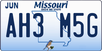 MO license plate AH3M5G