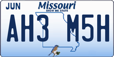 MO license plate AH3M5H