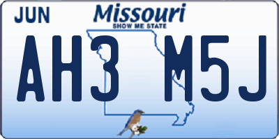 MO license plate AH3M5J
