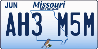 MO license plate AH3M5M