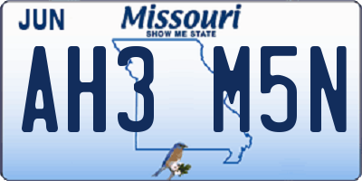 MO license plate AH3M5N