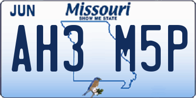 MO license plate AH3M5P