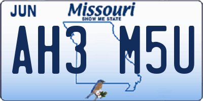 MO license plate AH3M5U