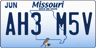 MO license plate AH3M5V