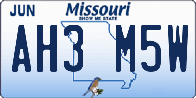 MO license plate AH3M5W