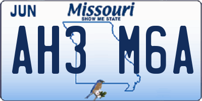 MO license plate AH3M6A