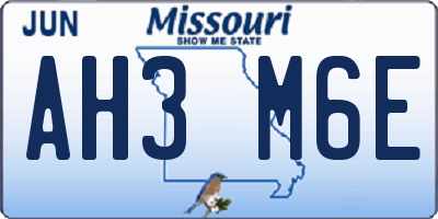 MO license plate AH3M6E