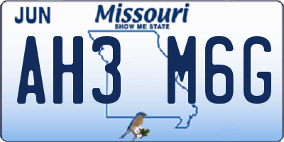 MO license plate AH3M6G