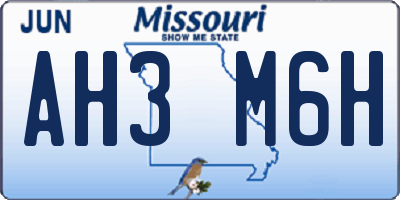 MO license plate AH3M6H