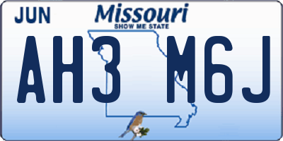 MO license plate AH3M6J