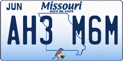 MO license plate AH3M6M