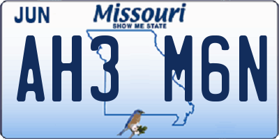 MO license plate AH3M6N