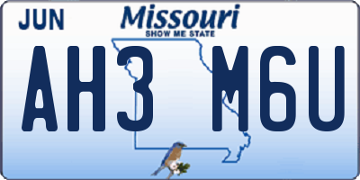MO license plate AH3M6U