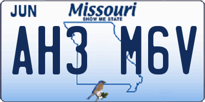 MO license plate AH3M6V