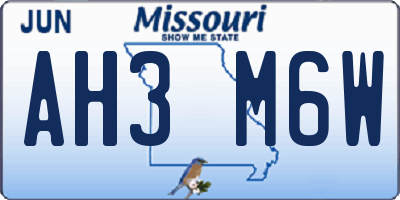 MO license plate AH3M6W