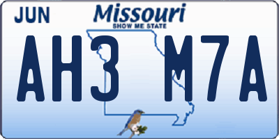 MO license plate AH3M7A