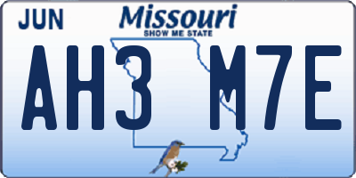 MO license plate AH3M7E