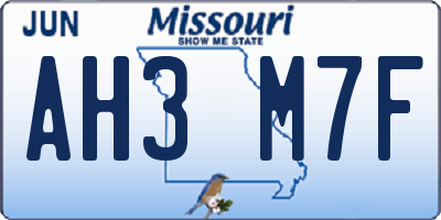 MO license plate AH3M7F