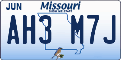 MO license plate AH3M7J