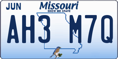 MO license plate AH3M7Q