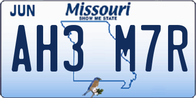 MO license plate AH3M7R