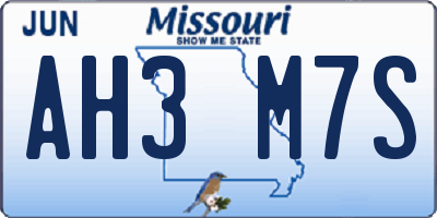 MO license plate AH3M7S