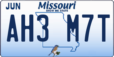 MO license plate AH3M7T