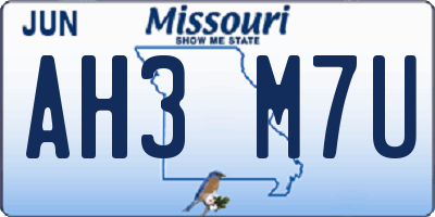 MO license plate AH3M7U