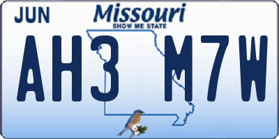 MO license plate AH3M7W