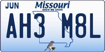 MO license plate AH3M8L